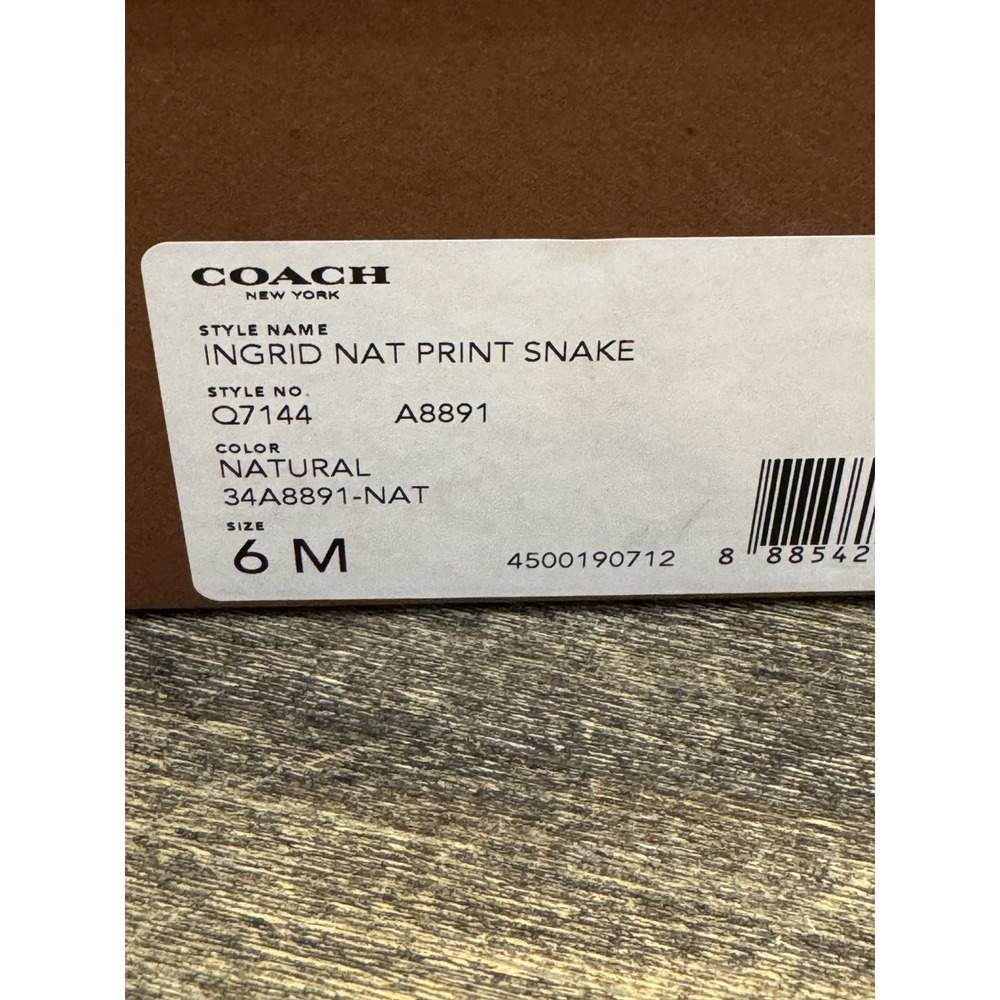 COACH Ingrid Natural Snake Print Leather Thong Wedge Sandals Women's Size 6 - Picture 12 of 14
